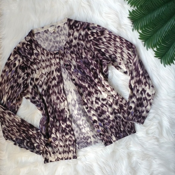 J.Crew Merino Wool Patterned Cardigan - Picture 1 of 7